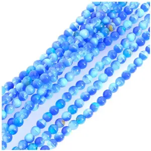 Perles de Bohème sur Fil - Rondes 4 mm Nuances de Bleu