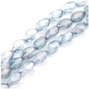 Perles de Bohème sur Fil - Ovales Twistées 11 x 7 mm Bleu Pastel Métal...Vendu parscrapmalin