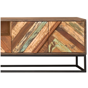 grand meuble tv bois et métal 225cm rita kayu intérieur - l 225 x l 37... pas cher