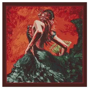 GENERIQUE Tissu carré jacquard 48 x 48 cm danseuse(...) - Rouge