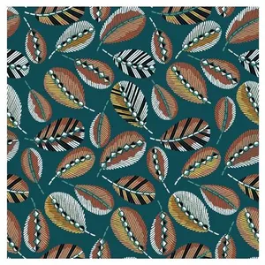 GENERIQUE Tissu d'extérieur déperlant plumes vendu au mètre(...) - 47 Bleu petrole