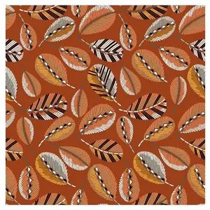 Tissu d'extérieur déperlant plumes vendu au mètre - Terracota Multicol...
