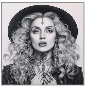 GENERIQUE Carré simili cuir 44x44 cm portrait noir et blanc(...) - kc0060