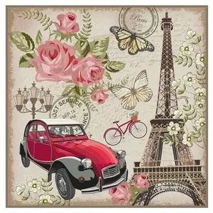 GENERIQUE Carré simili cuir 44x44 cm Paris voiture ancienne(...) - parischevaux