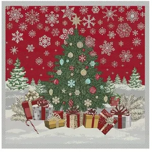 GENERIQUE Tissu carré jacquard 48x48 magie de Noël(...) - magie rouge