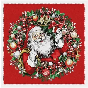GENERIQUE Tissu carré jacquard 48x48 Père Noël(...) - CLAUS ROUGE