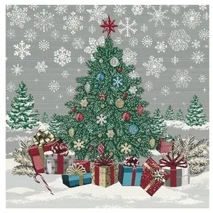 GENERIQUE Tissu carré jacquard 48x48 magie de Noël(...) - MAGIE ARGENT
