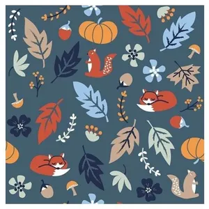 GENERIQUE Tissu coton animaux et feuillage vendu au mètre(...) - forestbleu