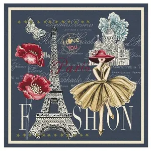 GENERIQUE Tissu carré Jacquard 48x48 Paris(...) - 0020 Bleu