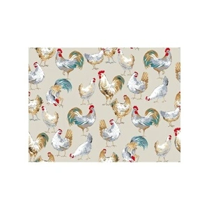 GENERIQUE Tissu coton imprimé coqs sur fond lin vendu au mètre(...) - Ecru (LIN)