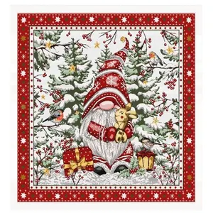 Tissu carré jacquard 48/48 nains de Noël(...) - 108 Rouge