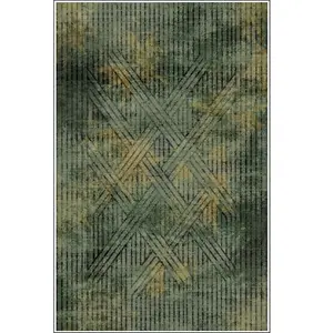 MANI TEXTILE Tapis de salon 80x150 cm Polycoton Fisun Vert 80 x 150 cm pas cher
