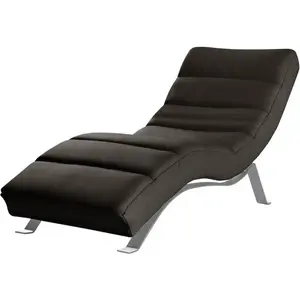 SWEET Chaise longue réglable multipositions en cuir chocolat
