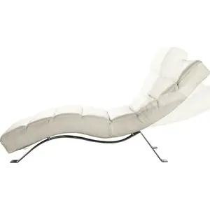 Venesetti Chaise longue multipositions en cuir blanc cassé pas cher