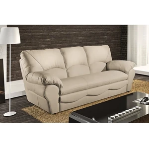 VENESETTI Canapé 3 places convertible en 100% tout cuir italien vachette OSIRIS, couleur beige pas cher