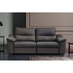 Venesetti Canapé 3 places en 100% tout cuir épais italien vachette HAMBOURG, couleur anthracite pas cher