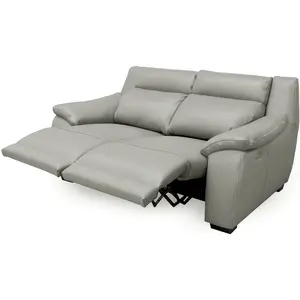 Comparateur de prix : Venesetti Canapé 2 places avec 2 relax électriques en cuir gris clair