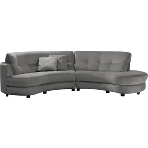 Comparateur de prix : VENESETTI Canapé velours gris clair 5 places, côté accoudoir gauche