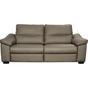 Venesetti Canapé 3 Places En 100% Tout Cuir Épais Italien Vachette Hambourg, Couleur Taupe pas cher
