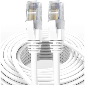 Elfcam Câble ethernet cat 7 rj45 haut débit 10gbps 600mhz rond lan câble internet blanc-1m pas cher