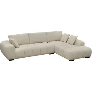 Comparateur de prix : Habitat et jardin Canapé D'angle Tissu "Monceau" - 3 Places - Beige