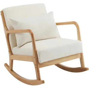 Comparateur de prix : palozi home Fauteuil à bascule style scandinave bouclette et bois " Clinton " - Beige
