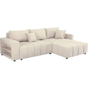 Palozi Sofa Canapé d'angle convertible tissu chenille 3 places - trocadero - beige pas cher