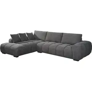 Comparateur de prix : Habitat et jardin Canapé D'angle Tissu "Monceau" - 3 Places - Gris