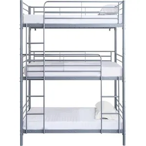 Comparateur de prix : HABITAT ET JARDIN Lit superposé en métal triple HAVIN - 90 x 190 cm - Gris