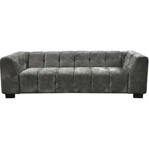 Habitat et Jardin Canapé droit design en tissu chenille 3 places "Foch"- Gris pas cher