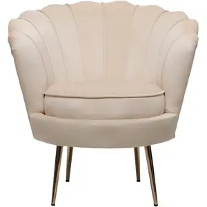 Habitat et Jardin Fauteuil en Velours Floria - 70 x 73 x 76 cm - Beige