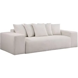 Palozi Sofa Canapé fixe 3 places en velours côtelé "Rivoli" - Beige pas cher