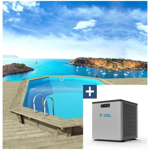 Comparateur de prix : Piscine bois " Bahia " - 4.86 x 3.36 x 1.30 m + Mini Pompe à chaleur -...