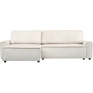 Comparateur de prix : Palozi Sofa Canapé d'angle convertible et reversible en velours côtelé Montaigne - 3 places - Beige