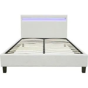 Comparateur de prix : Habitat et Jardin Lit Tissu Bouclette avec LED Maria 160 x 200 cm - Crème