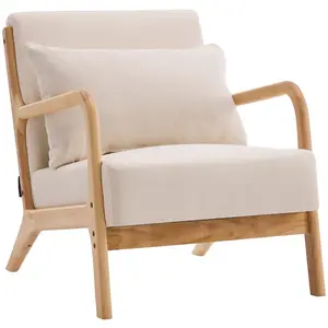 Comparateur de prix : Habitat et Jardin Fauteuil "Clinton" en bois style scandinave - Beige