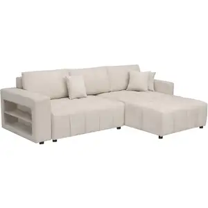 Comparateur de prix : Palozi Sofa Canapé d'angle convertible tissu chenille 3 places - Trocadero - Crème