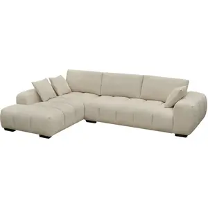 Comparateur de prix : Habitat et Jardin Canapé d'angle tissu "Monceau" - 3 places - Beige