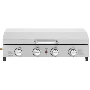 HABITAT ET JARDIN Plancha gaz 4 bruleurs avec couvercle "Fasto" - 10 kw - Gris pas cher