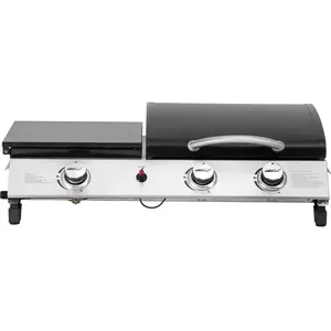 Habitat et Jardin Plancha gaz avec couvercle "Rasio" - 7.5 KW - 3 brûleurs - Noir pas cher