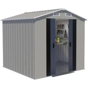 Abri de jardin en métal "Nebraska" - 4,12 m² - Gris pas cher