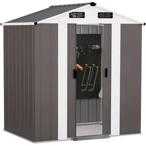 Abri de jardin métal "Dallas II" - 2,17 m² - Taupe pas cher