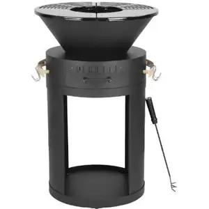 Comparateur de prix : Habitat et Jardin Barbecue plancha brasero a charbon et bois - 49 x 49 x 92 cm - Noir