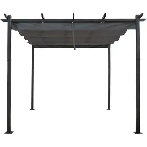 Comparateur de prix : Habitat et Jardin Pergola en aluminium avec toit rétractable - 3 x 4 m - Gris