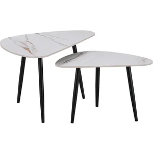 Comparateur de prix : Lot de 2 tables basses gigognes en céramique "Terra" - 49 x 79 x 56 cm...