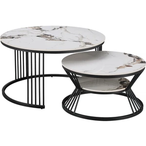 Comparateur de prix : Lot de 2 tables basses gigognes en céramique "Ombre" - 70 x 70 x 45 cm...