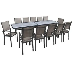 Comparateur de prix : Salon de jardin repas extensible "Lagos" - 200/320 cm - Taupe - 12 pla...