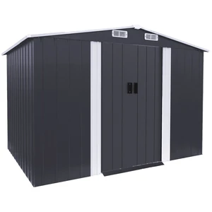 Abri de jardin métal "Boston" - 5,29 m² - Gris pas cher