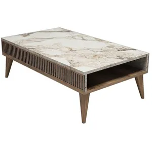 Table basse en bois "Milan" - 105 x 60 x 34 cm - Noyer Blanc pas cher