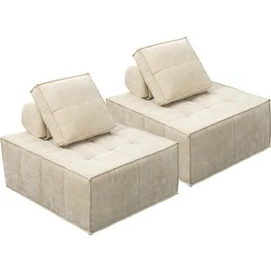 Comparateur de prix : Lot de 2 chauffeuses pour canapé modulables en tissu texturé "Velluto"...